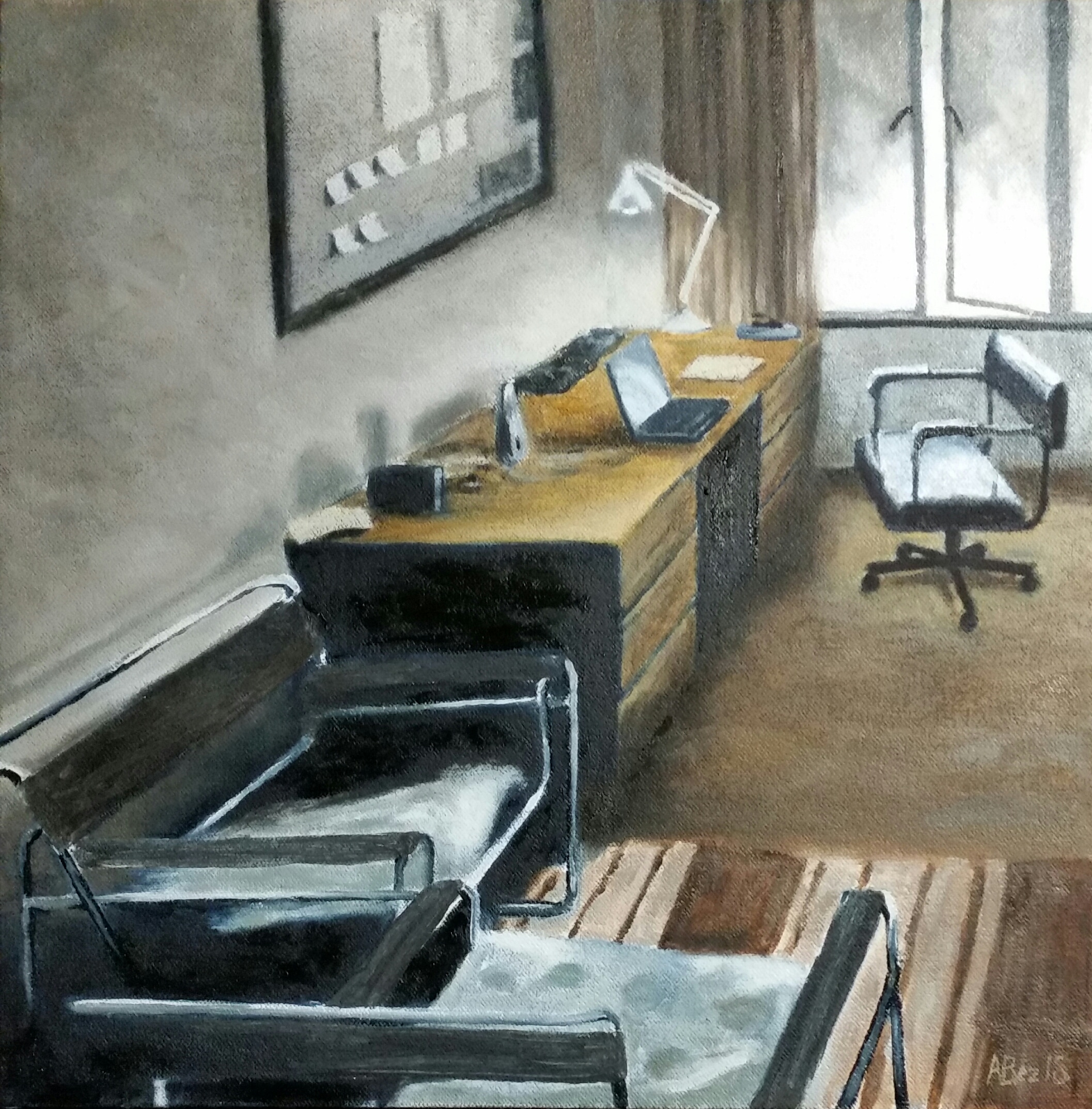 "Office with Wassily Chairs, University of Fort Hare", oil on canvas, 30x30cm
