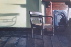 "Schreiner huis voorkamer, Cradock", olie op doek, 400x500mm