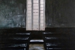“Healdtown, Methodist Church Interior”, olie op bord, 405x305mm