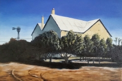 “Schreiner-huis, De Aar”, olie op doek, 405x405mm