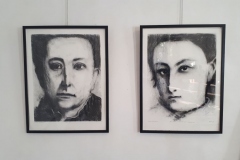 Two of the drawings in the gallery space.